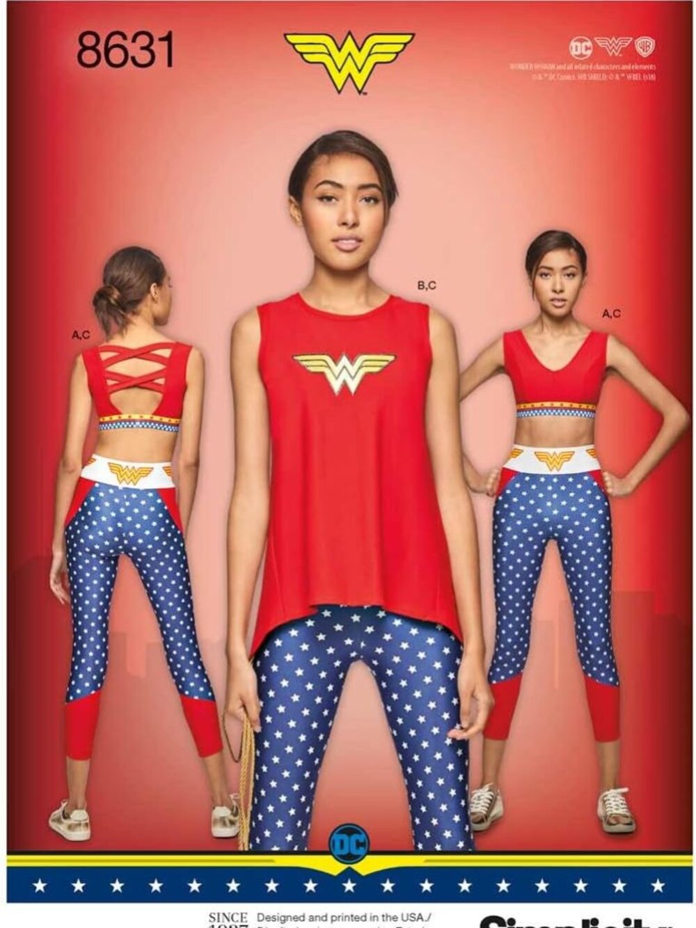 Simplicity Sewing‎ Pattern 8631 Wonder Woman Knit Sports Bra Top Leggings
